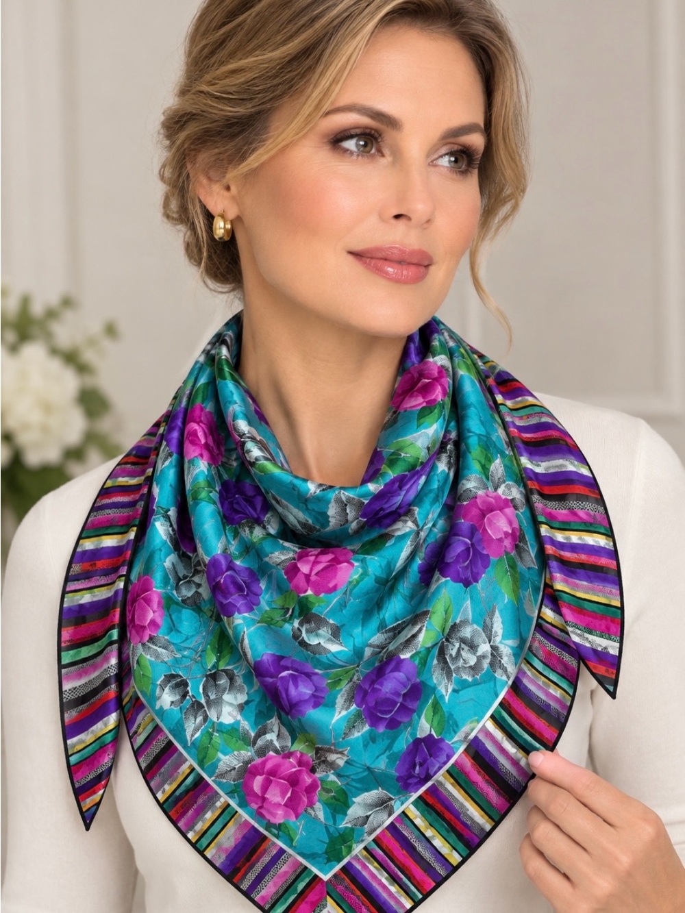 Set-3 Floral and Striped Patterned Scarves Set-3